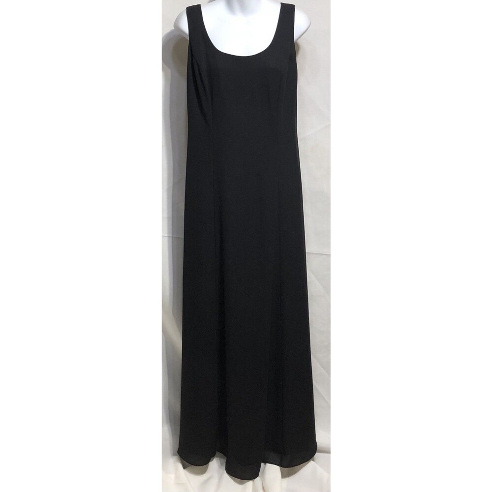 Onyx Nite A-Line Maxi Sleeveless Dress Gown 10 Blk scoopNeck Flare Formal Prom